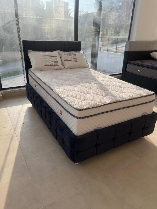 Velvet Cube Kabartma Dokulu Geniş Tek / Çift Kişilik Baza Seti